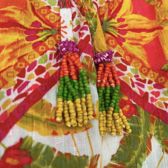 Haute Hippie Size M Kimono Top & Pant Set Colorful Tropical Bohemian Festival - Picture 7 of 16